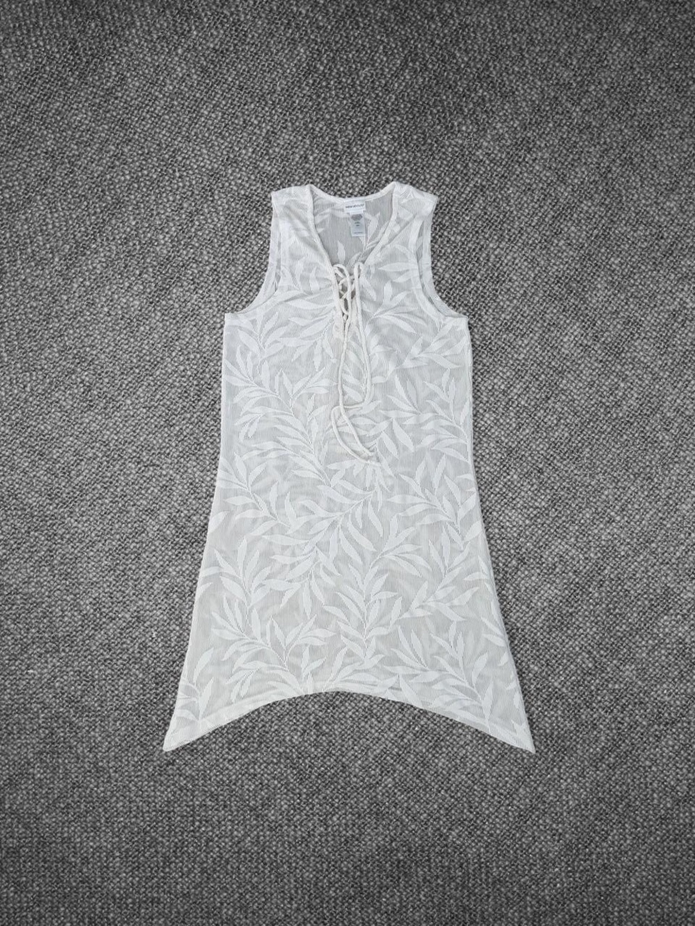 Wearabouts White Tropical Leaf Lace-Up Sleeveless Cover-Up Dress Size M